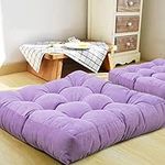 HIGOGOGO Floor Pillow, Square Meditation Pillow for Seating on Floor Solid Thick Tufted Seat Cushion Meditation Cushion for Yoga Living Room Sofa Balcony Outdoor, Purple, 22x22 Inch