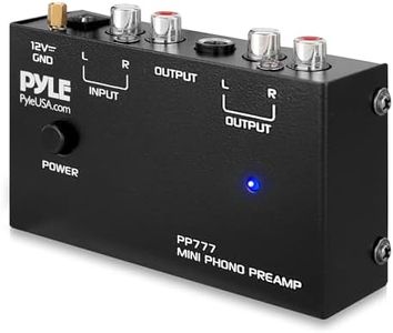 Pyle PP777 Phono Turntable Preamp Mini Electronic Audio Stereo Phonograph Preamplifier Input, RCA Output & Low Noise Operation Powered by 12 Volt DC Adapter