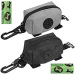Mini Pickup Bag Dispenser for Dog Owners in Grey and Black (2 Pack)