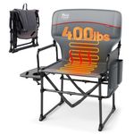TIMBER RIDGE Heavy Duty Heated Camping Chair with Compact Size, Portable Directors Chair Supports Up to 400lbs with Side Table and Pocket for Camping, Lawn, Sports (Power Bank not Included)