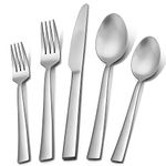 Herogo 40-Piece Matte Silverware Set for 8, Stainless Steel Square Flatware Cutlery Set, Tableware Eating Utensils Set Include Knife Spoon Fork, Satin Finish, Dishwasher Safe