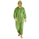 RICK AND MORTY Adult Onesie for Men Teenagers - Hooded Fluffy Fleece Onesies For Men S-2XL Lounge Wear - Gifts for Men (L, Green)