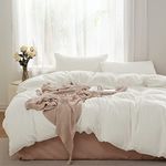 TOCOMOA Duvet Cover Queen Size, 100% Microfiber Comforter Cover Set, Ultra Soft 3 Pieces Off White Bedding Set with 1 Duvet Cover 90x90 inches and 2 Pillowcases