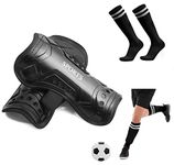 SumDirect Kids Soccer Shin Guards - Medium Football Shin Pads for 4-9 Years, Youth Child Soccer Shin Pad, Perforated Breathable Soccer Shin Guards Board with Socks (Black) (M (9x17cm))