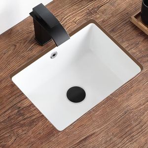 Small Undermount Bathroom Sink 16 Inch White Rectangular Porcelain Ceramic Vanity Basin with Overflow (15.70"x11.69") KDKSC