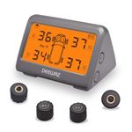 DEEWAZ RV Tire Pressure Monitoring System, Tire Pressure Monitor System with Solar, TPMS with 4 External Sensors, 0-116 PSI for Car RV SUV MPV Pickup Sedan Off-Road (Orange LCD Display)