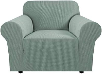 BellaHills Super Stretch Sofa Covers Couch Covers Sofa Slipcovers Furniture Protector for Sofas/Kids/Pets | Form Fitted Jacquard with Elastic Bottom, Thick Soft Non Slip (1 Seater，Sage)
