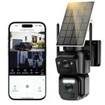 Uniter 6MP Dual Lens Solar Security Cameras Wireless Outdoor, 2.4G WiFi Camera Surveillance Exterieur, 360 PTZ Home Security Camera with Color Night Vision, Auto Tracking, Human Detection