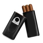 Cigar Humidor Accessories - Cigar Case Travel - Cigar Box with Cutter Gift for Men Black