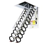 Sermair Attic Ladder with Hatch Telescopic Folding Ladder for Lowering Stairs Roof Hinge 2M-4M Customized (Hoyo: 0.6M x 1.1M-Height: 2.5M)