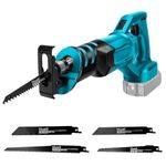 WingFly Cordless Reciprocating Saw for Makita 18 V Battery, Professional Reciprocating Saw with 4 Saw Blades, 3000 RPM Electric Reciprocating Saws with Continuous Speed Switch, Can Be Metal, Wood