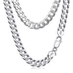 Amberta Men 925 Sterling Silver Cuban Chain: Silver Necklace for Men 7.9 mm 20 inch