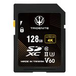 TRIDENITE SD Card 128GB V60, 245MB/s UHS-II U3 4K Ultra Full HD, Professional Grade SDXC Memory Card