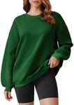 PINSPARK Womens Crewneck Sweatshirt Long Sleeve Trendy Sweat Shirts Lightweight Fall Outfits Loose Fit Hoodies 2024, Dark Green Medium