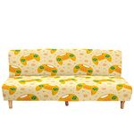 Mateju Armless Sofa Bed Cover, Game Controller Printed Folding Sofa Bed without Armrest, Non Slip Stretch Slipcover Protector for 2-3 Seater, Washable Couch Bed Slipcovers (Yellow,S(120-150cm))