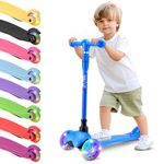 Hurtle 3 Wheel Toddler Scooter - Three Adjustable Heights, Wide Anti-Slip Deck, Kick Scooter for Kids Ages 2-5 w/Fun Light Up Wheels for Girls & Boys