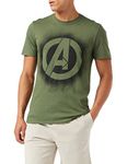 Marvel Men's Stencil Logo T-Shirt, Military Green, X-Large