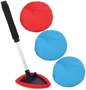 AutoEC Auto Car Windshield Cleaner, Extendable Handle Window Cleaner Brush Kit Comes with 4 Packs Washable and Reusable Pads（2 Wet Use 2 Dry Use）