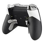 eXtremeRate Rubberized Grip Parts for Xbox Elite Controller, White Replacement Right Left Side Rails Rear Handle Grips, Back Panels Accessories Kits for Xbox One Elite Controller (Model 1698)