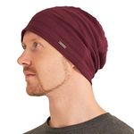 Womens Light Weight Summer Beanie - Mens Slouchy Beanie Hat Stretchy Slouch Knit Cap 100% Cotton Chemo Hat Burgundy