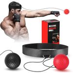 2 Boxing Reflex Ball with Headband, Boxing Equipment for Adult/Kids, Boxing Ball Great for Reflex, Timing, Accuracy, Focus, Stress Relief and Hand Eye Coordination Training for Boxing (RED + BLACK)