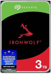 Seagate IronWolf, 3TB, NAS, Internal Hard Drive, CMR, 3.5 Inch, SATA, 6GB/s, 5,400 RPM, 256MB Cache, for RAID Network Attached Storage, 3 Year Rescue Services, FFP (ST3000VNZ06)