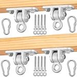 Heavy Duty 180° Swivel Swing Hangers,Openable Stainless Steel Swing Hook for Ceiling Wood Porch Swing Hanging Kit Playground Gym Rope Boxing Hammock Chair Yoga Swing Mount 2500lb
