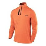 TCA Fusion Gym Tops for Men Training Long Sleeve Running Top Men Gym Clothes - Orange/Orange, XL