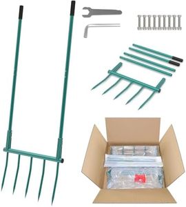 EUOKOK Broad Fork Garden Tool, 5 Tines Heavy-Duty U-Shaped Hand Tiller