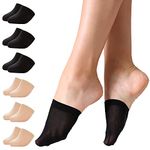 MANZI Invisible Socks Women Toe Socks Pop Ladies Socks Black No Show Socks with Silicone 6 Pairs(3*Black+3*Nude)