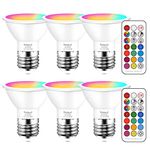 Yangcsl LED Light Bulb 40W Equivalent 400LM, Color Changing Light Bulb with Remote, RGB & Warm White, 45 Degree Beam Angle and Memory Function, E26 Base (6 Pack)