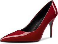 Fimanny Womens Stiletto High Heel Pointed Toe Pumps Sexy Slip-on Shoes Wedding Office Prom 3.5 Inches Heels Wine Red 7.5 M US