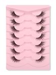 GMAGICTOBO False Eyelashes Natural Cat Eye Half Lashes Fluffy Wispy Clear Band 3D Faux Mink Lashes Pack Soft Strips Fake Eyelashes 7 Pairs