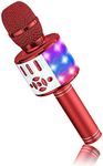 BONAOK Microphone for Kids Wireless, Magic Sound Karaoke Wireless Microphone, 4 in 1 Bluetooth Karaoke Machine, Adult Car Karaoke Mic Singing Machine, for Party/Outdoor/Travel(Red)