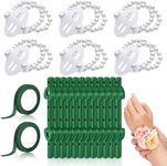 Mckfors 8 Pieces Wrist Corsage Bands Pearl Elastic Pearl Wrist Bands with 8 Pairs Boutonniere Magnets 2 Rolls Green Floral Wrapping Tapes