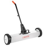 E BAVITE Nail Magnetic Sweeper,24 InchesHeavy Duty Telescopic Magnet Broom Large Rolling Nail Finder Magnet Tools with Wheels Cleanup and Long Adjustable Handle for Construction Yard