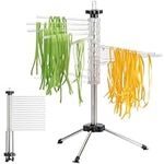 Navaris Collapsible Pasta Drying Rack - Tall Compact Spaghetti Noodle Stand with 16 Plastic Rods - Fresh Pasta Making Accessories - up to 2 kg (4.5 lbs) - Clear