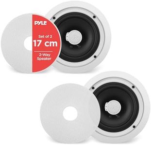 Pyle PDIC60 Home Ceiling Speaker System Wall Mount Speakers Pair of 2-Way Midbass Woofer Speaker - White,6.5 Inch