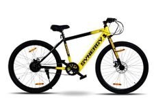 SYNERGY B1 Electric Cycle with Dual Disc Brakes, 250w BLDC Motor, 5.8Ah Li-Ion Battery, Throttle with Battery Indicator, 95% Pre-Assembled with Charger, Yellow Color (Without LCD Display, 5.8ah)