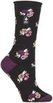 Heat Holders Winter Warm Thermal Socks | Style: Ultra Lite | for tighter fit shoes | 1.04 TOG Rating | UK4-8 US5-9 - Black/Pink Flowers