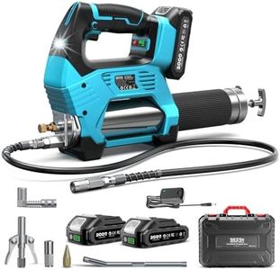Seesii 10000PSI Electric Grease Gun: 3 Speed Control Battery Powered Grease Gun Cordless with 2 Batteries, Brushless Motor, 39.4” Long Hose, 90 Degree Coupler & LED Light for Heavy Duty Equipment