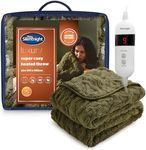 Silentnight Luxury Super Cosy Heated Throw - Snuggly Soft Knit Jacquard Fleece Electric Blanket for Sofa Bed with 9 Heat Settings - Fast Heat-up and Safe Shut Off - Machine Washable - 120x160cm, Olive