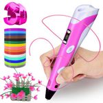 3D Pen for Kids, 3D Printing Pen Printer with 150ft PLA Filament Refills, 3-Dimensional Drawing Art Craft Kit, stylo Impression 3-D Crayon Pencil Doodler, Fun Gift for Boy Girl Teenager (P62-2,Pink)