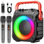 Ankuka Karaoke Machine with 2 Wireless Microphones Karaoke Machine for Adults & Kids Portable Bluetooth Speaker with LED Lights, Supports TWS/FM/AUX/USB/TF/REC for Party, Birthday, Home (Red)