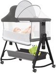 Baby Bassinet Bedside Sleeper for Baby, 3 in 1 Bassinet with Wheels and Soft Mattress, Tilted Adjustable Bassinet for Newborn, Sturdy Bassinets Co-Sleeper, Grey, Jestonten