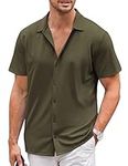 COOFANDY Mens Short Sleeve Button Down Shirts Casual Wrinkle Free Summer Beach Shirt