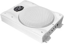 Lanzar Low Profile Marine Subwoofer System - 1000 Watt 8 Inch Slim Active Waterproof Amplified Bass Speaker - Underseat Mount Audio Sound Amplifier Box, Marine Vehicles - Lanzar AQTB8 (White)