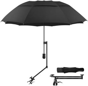 HOBVO UPF 50+ Golf Umbrella with Adjustable Universal Clamp Portable Umbrellas for Rain, Manual Open & Close, for Beach Chair, Golf Cart, Stroller, Bleacher, Patio(Black, 43.3")