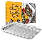 Checkered Chef Baking Tray Set - 1 Pack, 13 x 18 Inch Aluminium Baking Trays for Oven Roasting w/Wire Cooling Rack - Heavy Duty, Oven Tray Sheets for Cooking