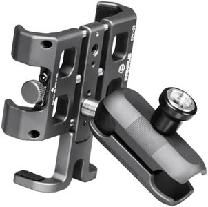 FANAUE Anti-Theft Motorcycle Phone Mount with 1 Inch Ball Head for RAM Mounts B Size Double Socket Arm and Scooter UTV/ATV Bike Phone Holder, Aluminum Alloy Mobile Phones Clip for 5.5-7" Smartphone.